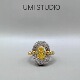 UMI家·轻珠宝 S925银镀真金·爆钻招财黄钻米珠戒指小众设计轻奢