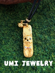 银镀 S925 k金新中式 磨砂金方牌吊坠项链新年款 UMI 时尚 lucky