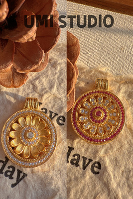 UMI家·轻珠宝/S925银镀k金·一路生花镶钻转动向日葵新中式吊坠