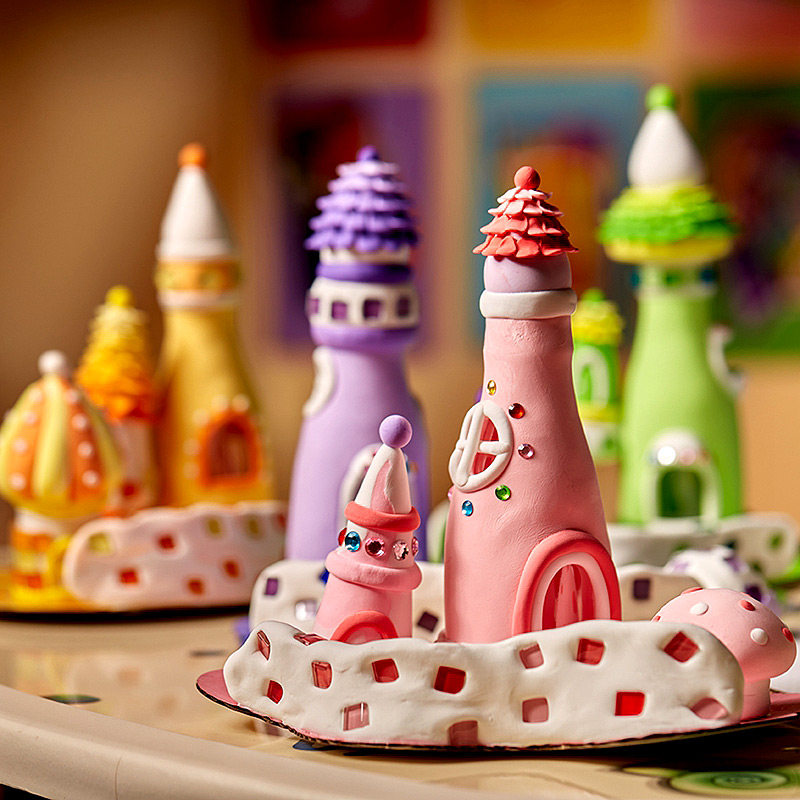 儿童创意手工制作diy粘土材料包 高迪梦幻小屋彩泥黏土马赛克城堡