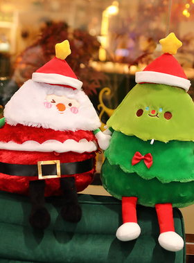 新款圣诞老人公仔抱枕圣诞礼物毛绒玩具发光圣诞树装饰礼品礼物女