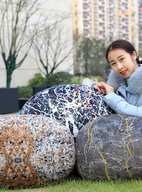 创意羽绒棉石头抱枕毛绒玩具仿真鹅卵石大号靠垫展厅沙发摆设礼物
