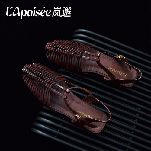 LaPaisee真皮复古平底休闲罗马鞋