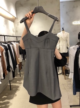 现货韩国进口2022春夏新款helder时尚纯色百搭吊带连衣裙
