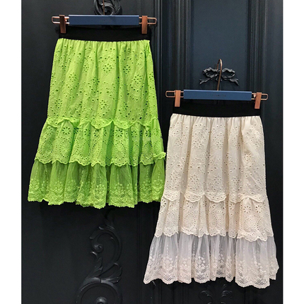 现货韩国东大门2023春夏新款TARA BY MOTION甜美蕾丝松紧腰半身裙