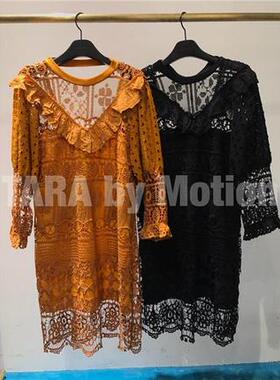 现货韩国东大门2023春夏新款tara by motion精致神蕾丝镂空连衣裙