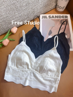 法式 蕾丝内衣女士性感大胸显小胸 纯欲吊带兔耳朵杯无钢圈美背薄款