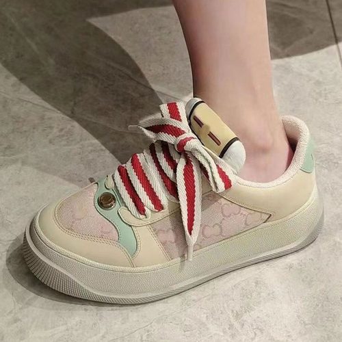 瑶瑶2025新款小胖丁面包鞋增高厚底脏脏鞋爆款小脏鞋女粉色百搭