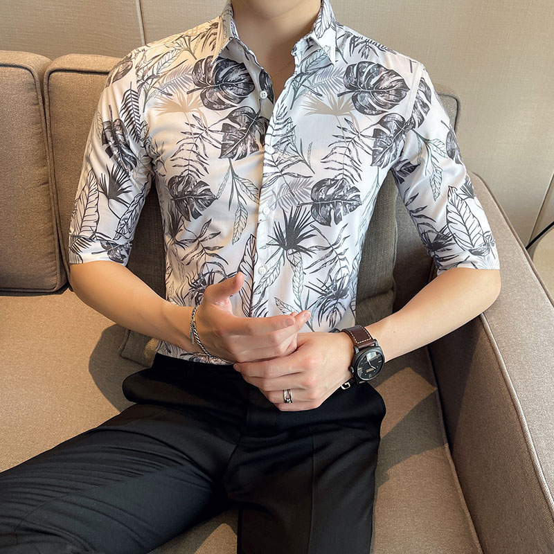 中袖衬衣男薄款七分袖短袖衬衫A470-1816-P58,男装T恤,电商A207