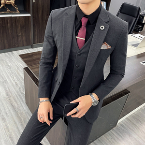 西装套装男英伦风韩版修身三件套商务西服A470-TZ26-P220大码加价图片