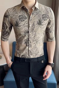 中袖衬衣男薄款七分袖短袖衬衫A470-1816-P58图片