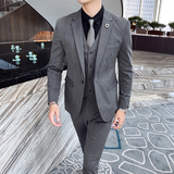 20秋冬西装套装时尚修身男士商务格子西服三件套A470-TZ37-P235，男装西服套装，电商A207