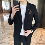 20新款西服套装韩版修身条纹西装两件套A470-LJT35-P185大码加价，男装西服套装，电商A207