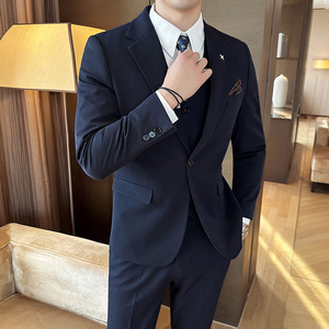 秋冬西服套装男商务休闲正装礼服婚礼西服三件套A207-DX801-P125图片