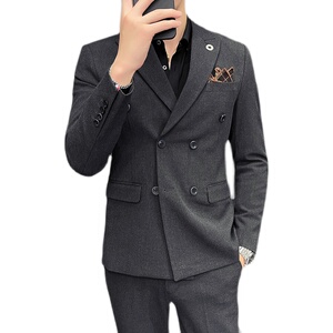 英伦风双排扣西装套装两件套新郎礼服A207-LJT36-P175大码加价图片