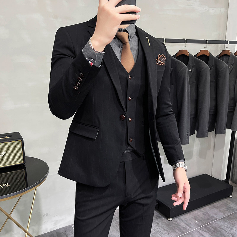 西服套装条纹男西装三件男士小西装外套A207-TZ25-P230大码加价,男装西服套装,电商A207