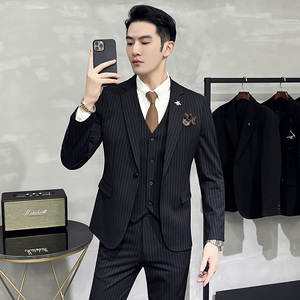 秋冬单西西服套装男条纹休闲商务西服A207-DX813-P125图片