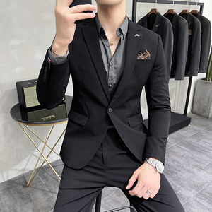 西服套装男英伦韩版修身西装两件套商务A207-LJT816-P190大码加价图片