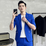 2025夏款七分袖西装男套装九分休闲裤中袖西服A207-TZ31-P150，男装西服套装，电商A207