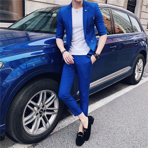 2025夏款七分袖西装男套装九分休闲裤中袖西服A207-TZ31-P150图片