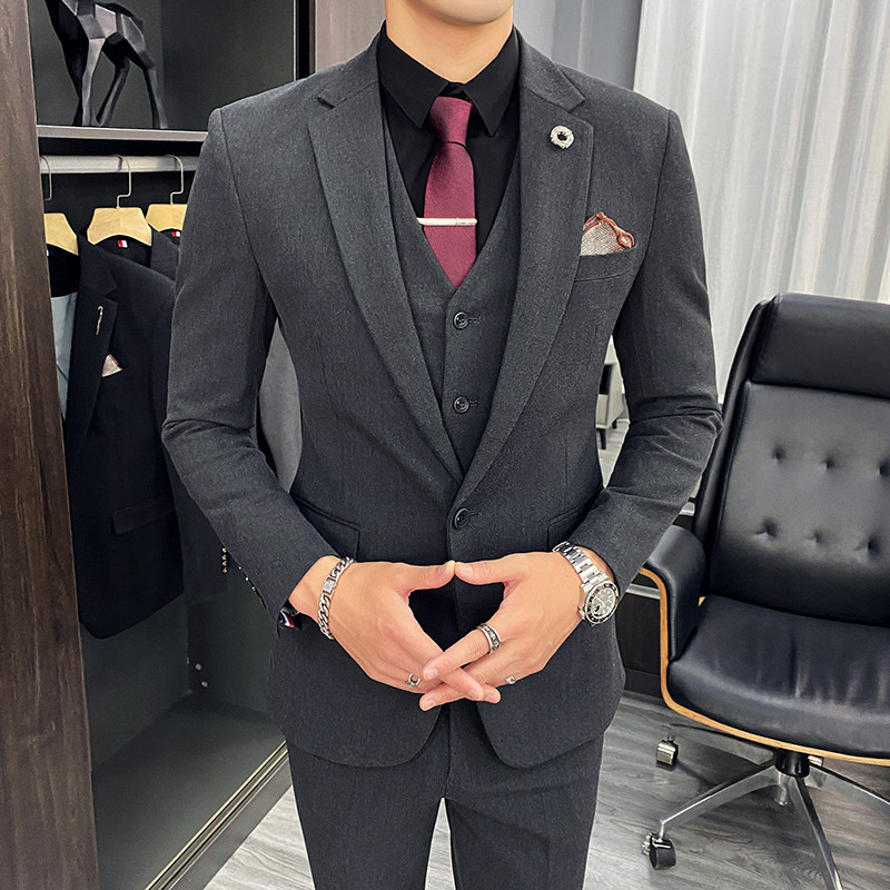 西装套装男英伦风韩版修身三件套商务西服A470-TZ26-P220大码加价,男装西服套装,电商A207