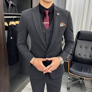 西装套装男英伦风韩版修身三件套商务西服A470-TZ26-P220大码加价图片