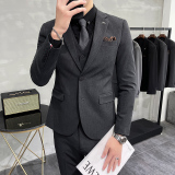 西服套装男英伦韩版修身两粒扣西装三件套商务A207-TZ817-P235，男装西服套装，电商A207