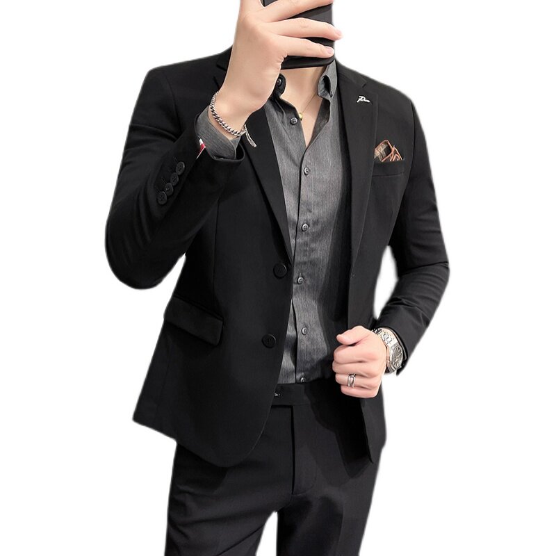 西服套装男英伦韩版修身两粒扣西装两件套商务A207-LJT817-P190,男装西服套装,电商A207