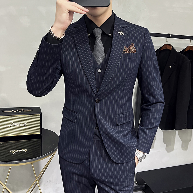 秋冬单西西服套装男条纹休闲商务西服A207-DX813-P125，男装西服，电商A207