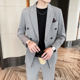 20新款西服套装韩版修身条纹西装两件套A470-LJT35-P185大码加价，男装西服套装，电商A207