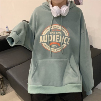 Women's sweater autumn and winter Korean version loose Japanese ancient hooded long sleeve versatile Plush thickened coat