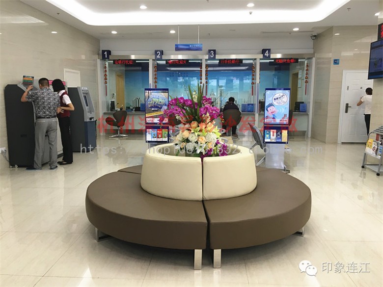 银行大厅等候休息区环形不锈钢沙发酒店前台医院简约商务钢木沙发