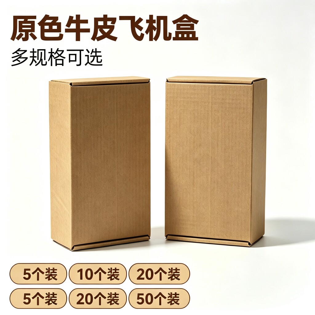 原色牛皮飞机盒三层加候瓦楞饰品礼品手工打包快递纸盒空白无印刷