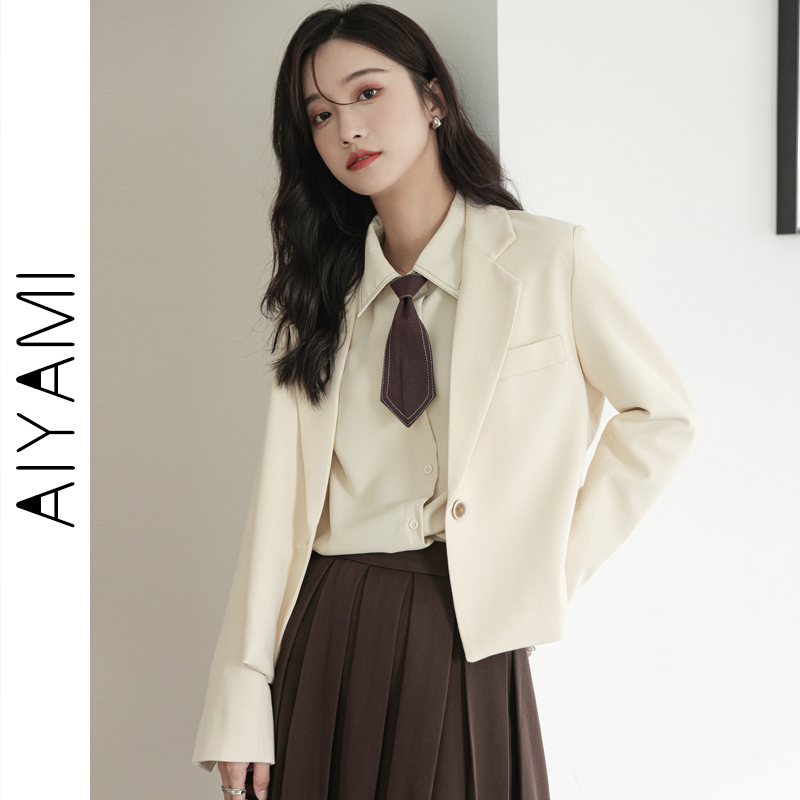 设计感小众西装外套女春夏2022新款小个子学生短款休闲西服上衣