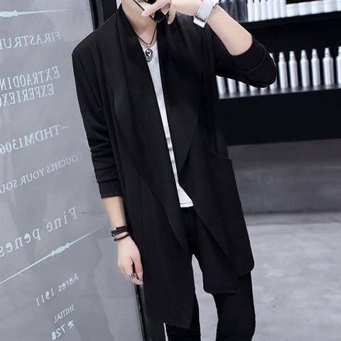 夏季风衣男中长款防晒男士薄款大衣春秋帅气披风韩版学生外套潮流