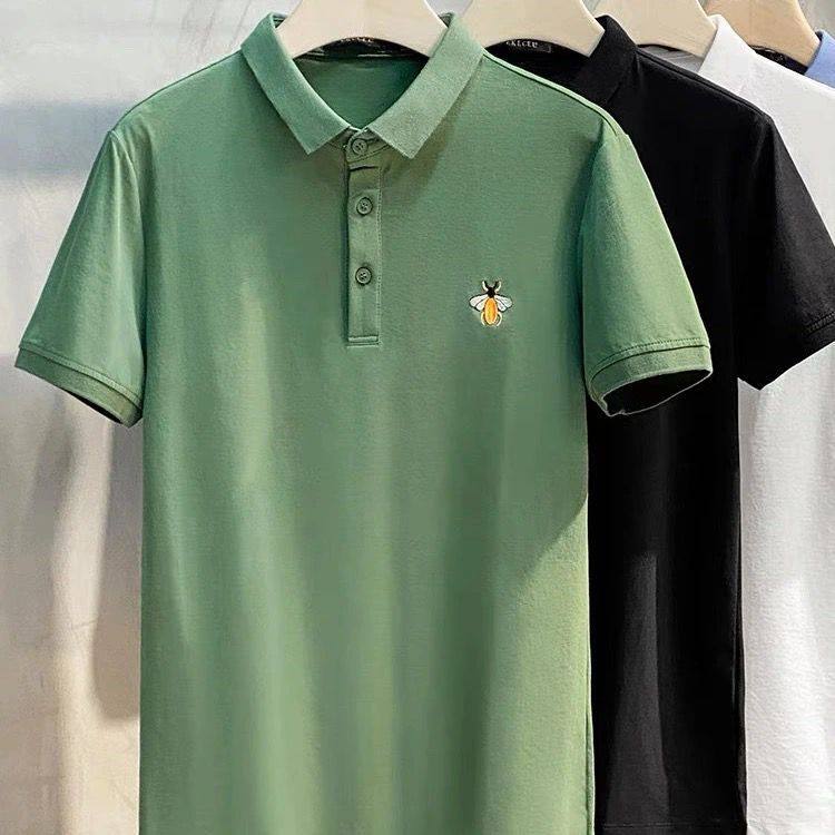 韩版修身青年时尚大码短袖POLO衫男潮流帅气小伙半截袖有领子T恤