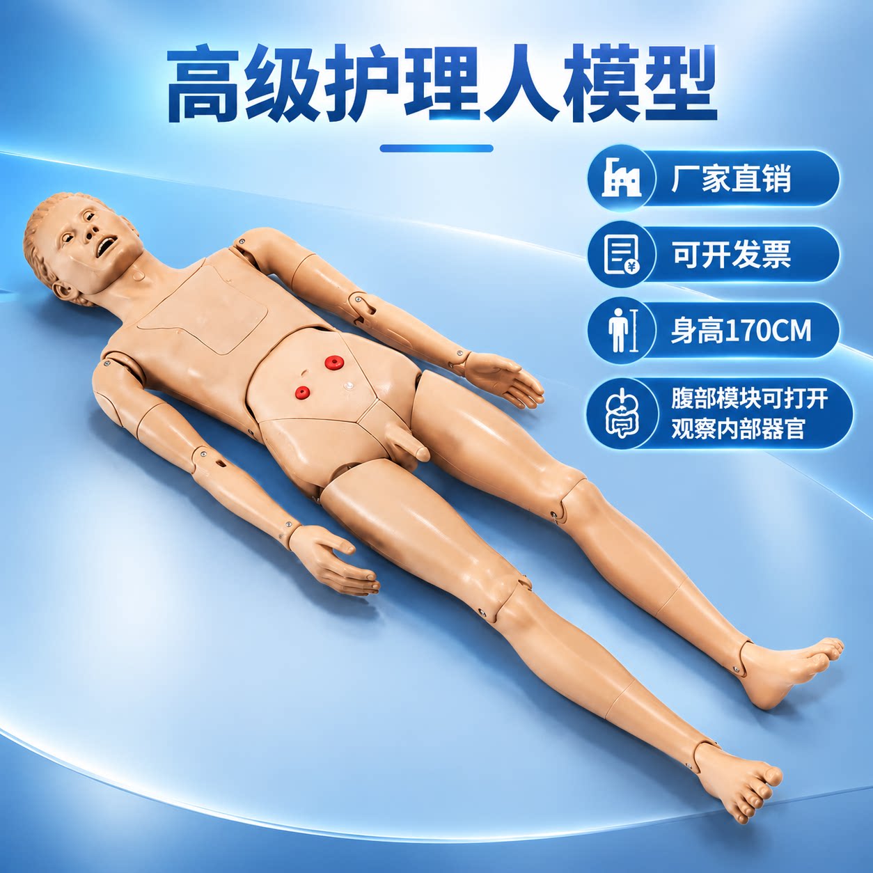 高级组合式基础护理人口鼻气管插模拟人