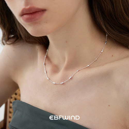 EBFWIND 溯影粼光 极简轻奢气质高级感碎银间隔日常精致百搭项链