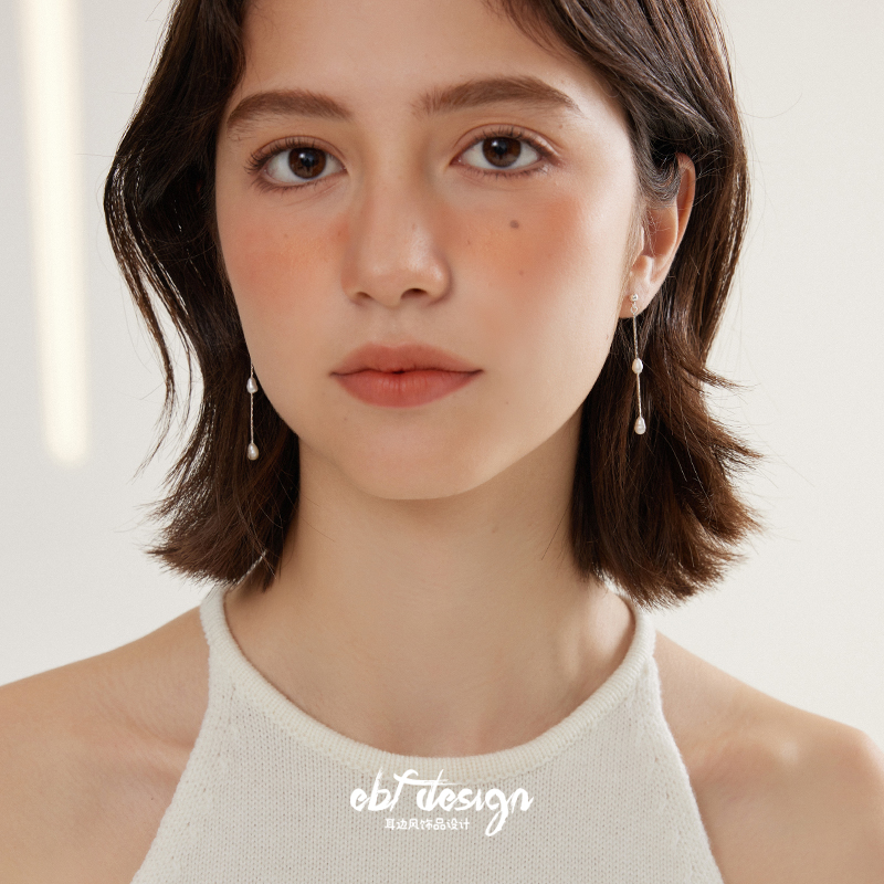 EBFWIND银河乐章 法式气质小众长款显脸瘦天然淡水珍珠耳钉