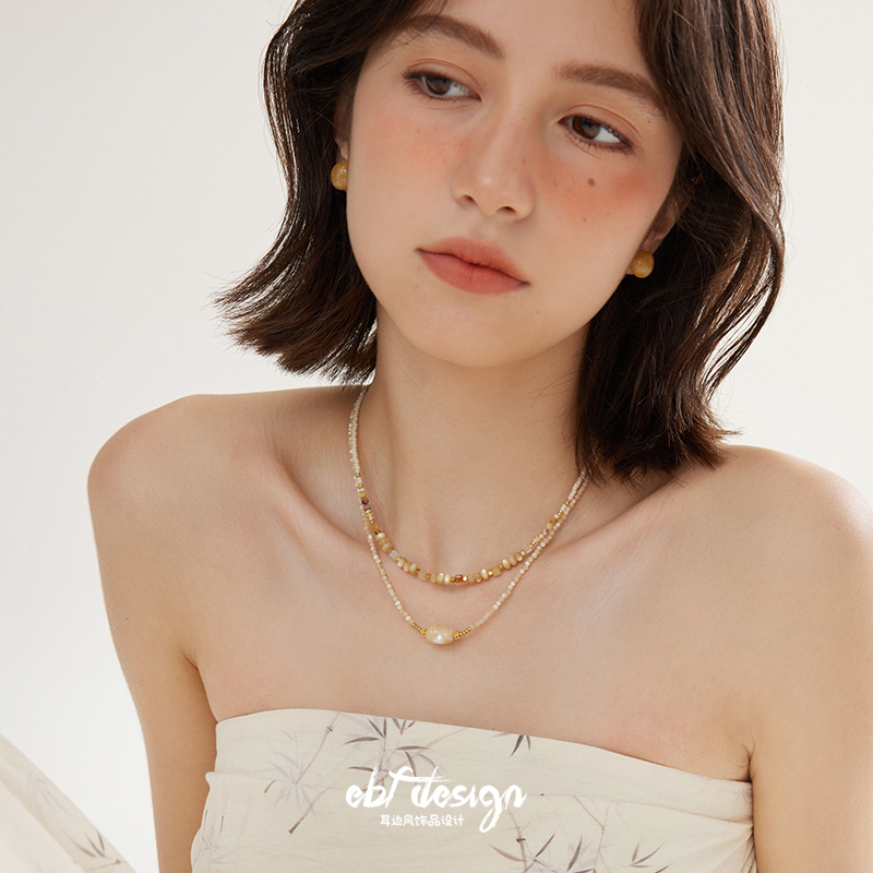 项链耳边风新中式天然石