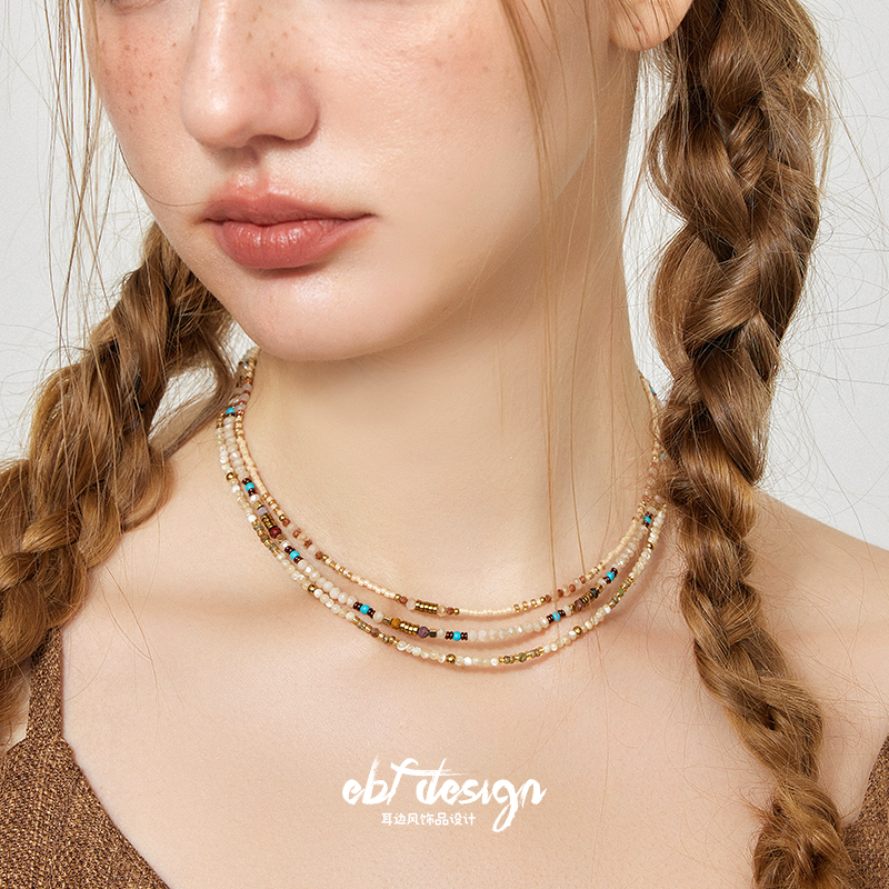 耳边风复古串珠叠戴项链