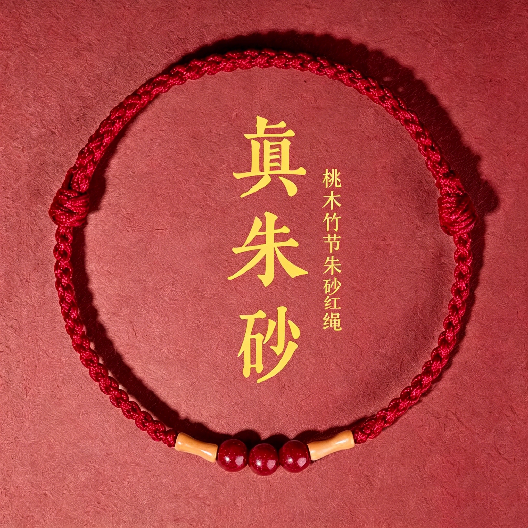 天然老桃木手串红绳手链男女本命年转运婴儿童防惊吓上岸竹节手绳