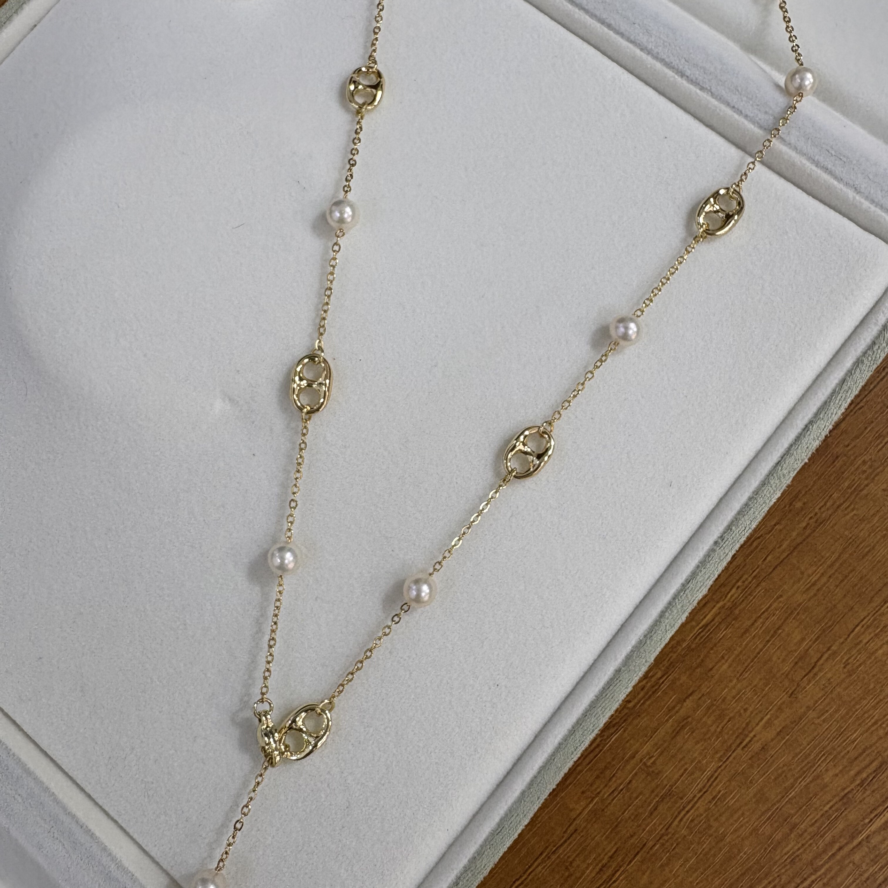 海小姐珍珠14k注金天然淡水珍珠项链 设计感小众复古个性简约百搭