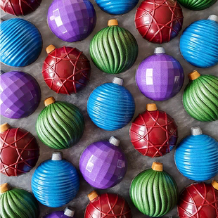 法式3D四款式小灯球巧克力硅胶模 Mini小灯球慕斯模 DIY装饰模