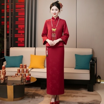 高级感红色敬酒服新娘旗袍新中式