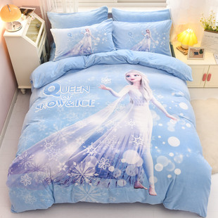 迪士尼牛奶绒四件套儿童珊瑚绒加绒被套保暖床单套件床上三件套