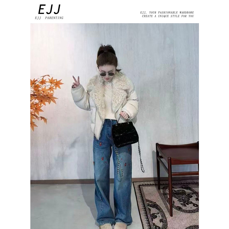 女2026秋冬白色立领派克短款羽绒棉服小个子收腰显瘦气质外套