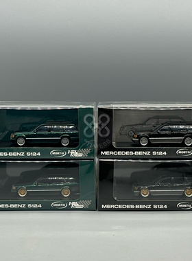 Mortal 1:64 奔驰s124瓦罐 低趴BBS大饼轮带配件仿真合金汽车模型