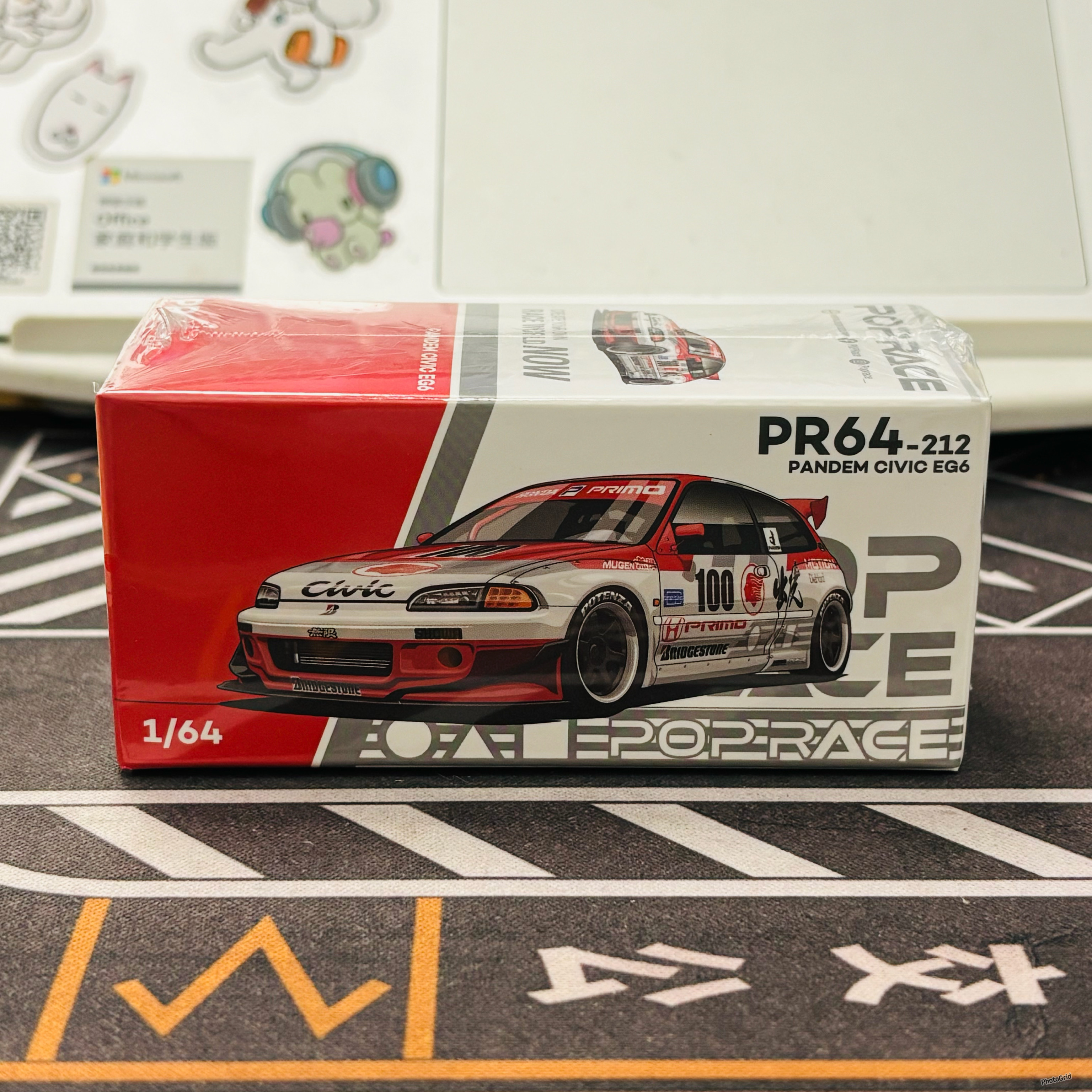 POPRACE 1:64 本田思域 PANDEM CIVIC EG6出光 合金汽车模型