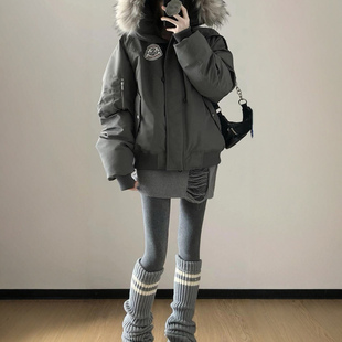 复古羽绒棉服女情侣同款 派克服加厚大毛领美式 外套女 工装 2025新款